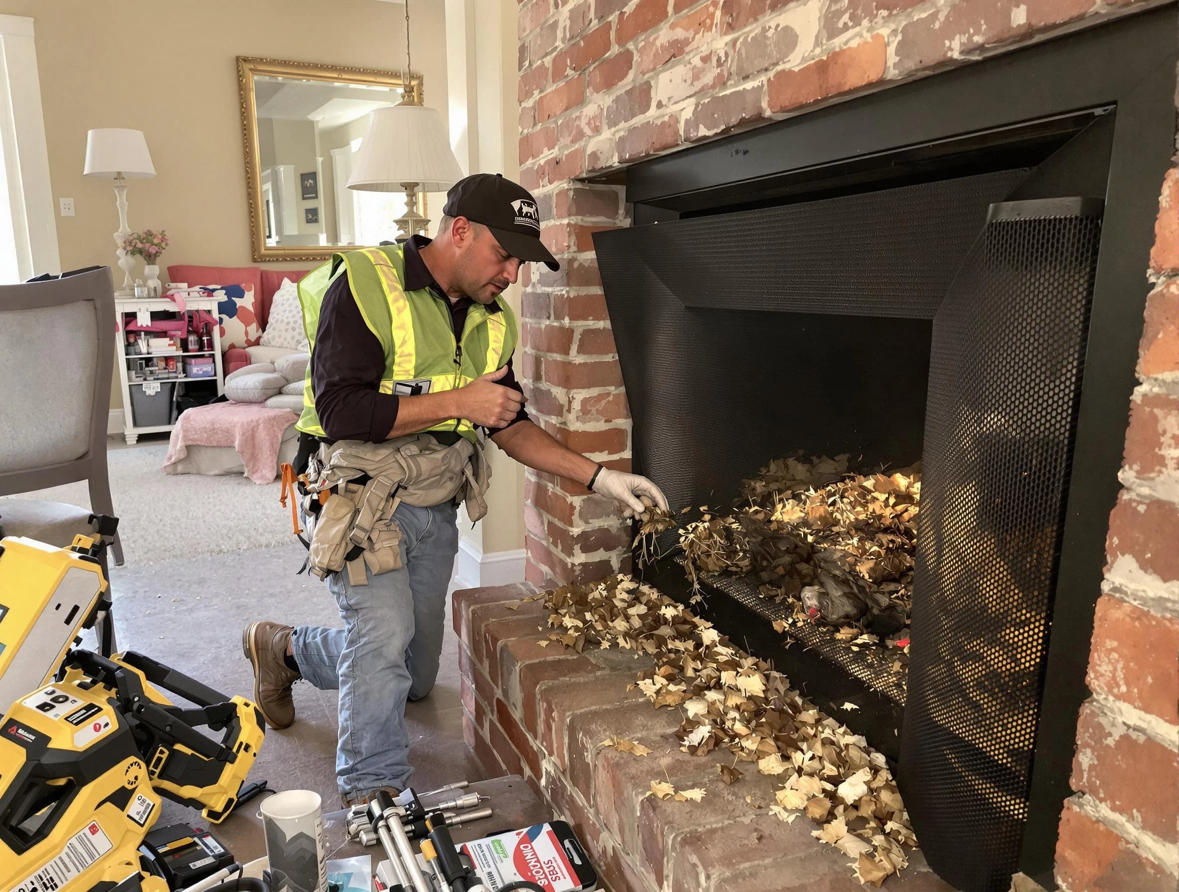 Safe screening installation by Meadowbrook Chimney Sweep in Meadowbrook, VA