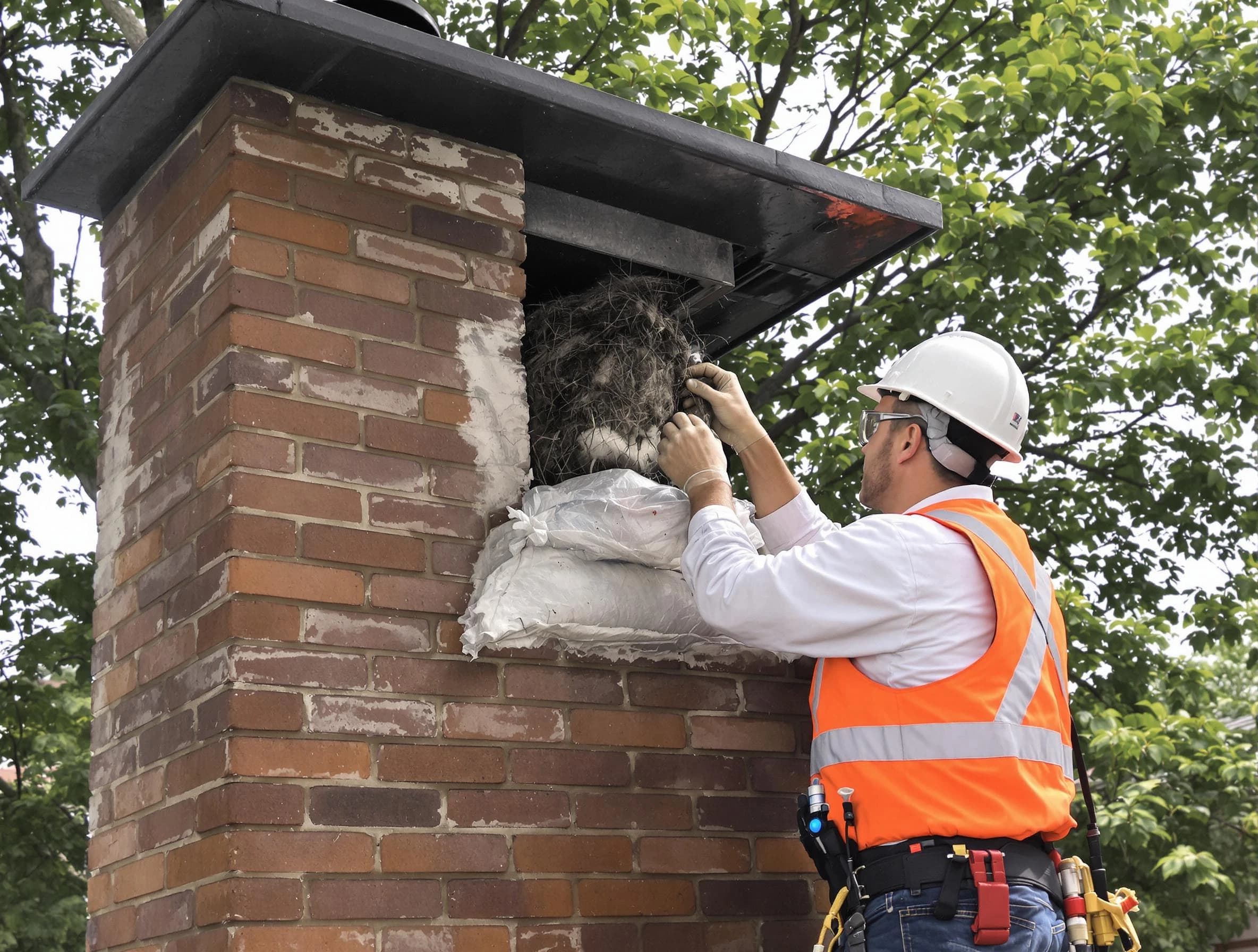 Humane removal of debris and animals by Meadowbrook Chimney Sweep in Meadowbrook, VA