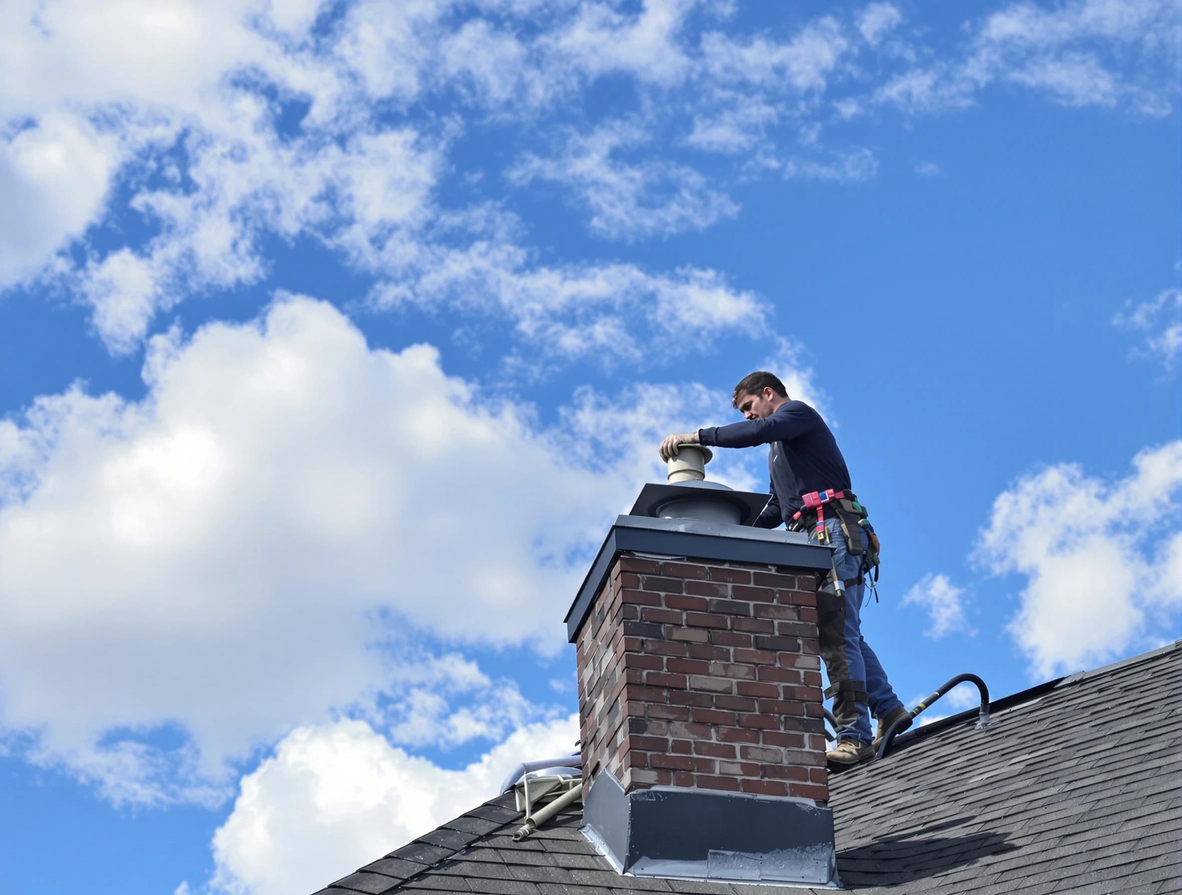 Meadowbrook Chimney Sweep installing a sturdy chimney cap in Meadowbrook, VA