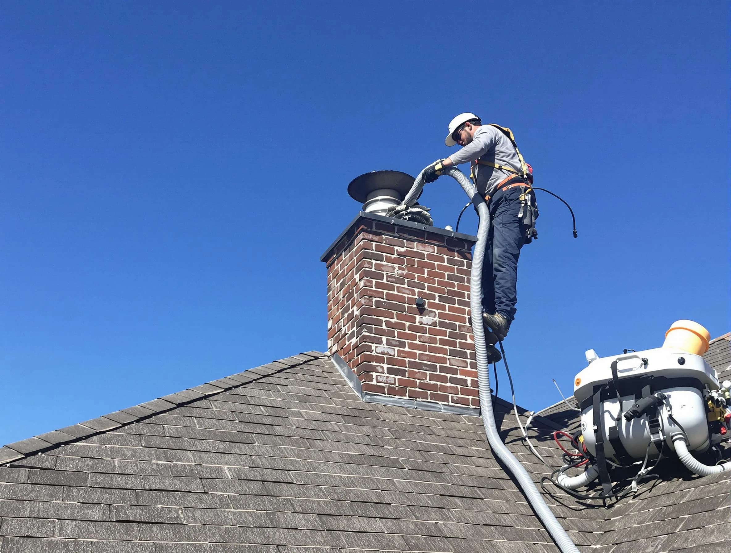 Dedicated Meadowbrook Chimney Sweep team member cleaning a chimney in Meadowbrook, VA