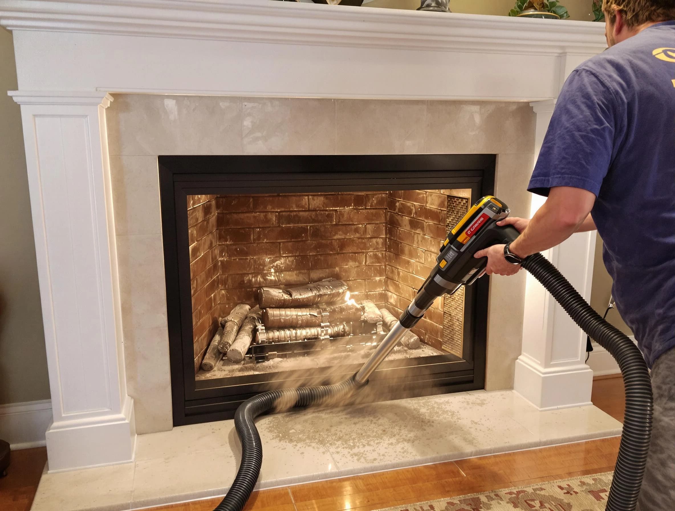 Fireplace cleaning performed by Meadowbrook Chimney Sweep in Meadowbrook, VA