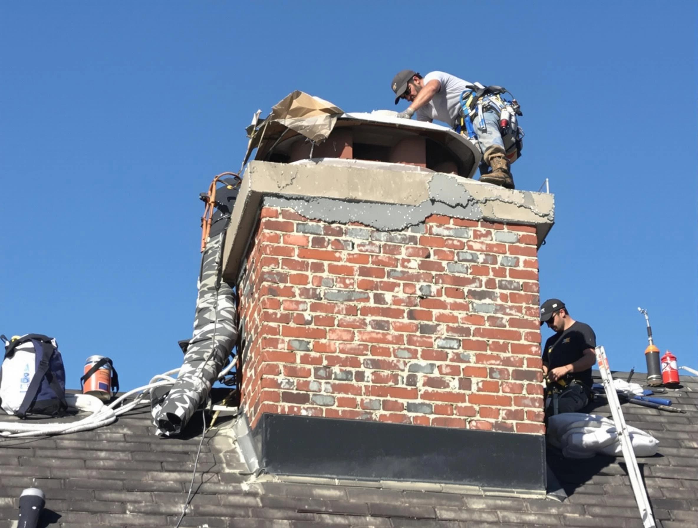 Meadowbrook Chimney Sweep installing a custom chimney crown in Meadowbrook, VA