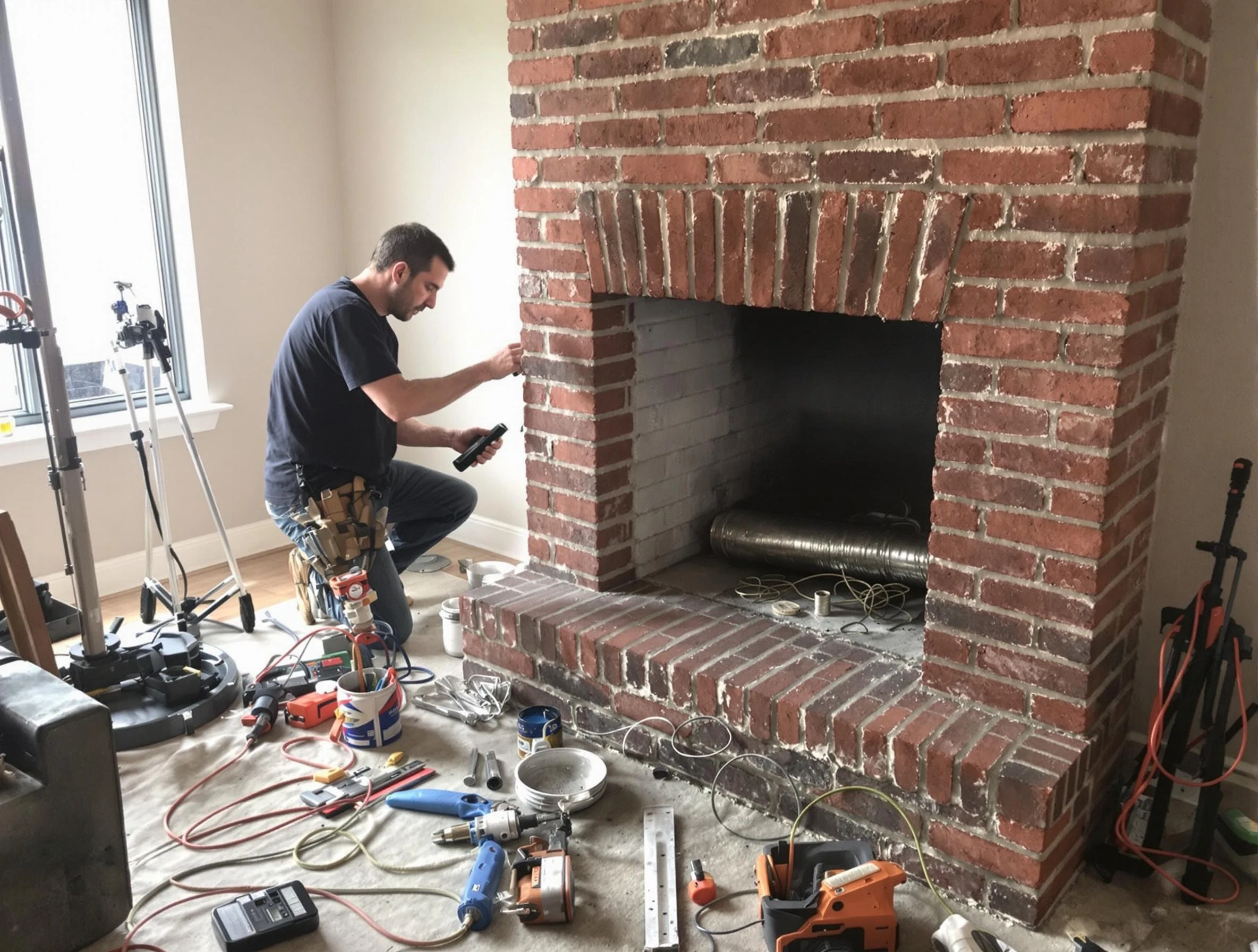 Meadowbrook Chimney Sweep specialist finalizing chimney liner service in Meadowbrook, VA